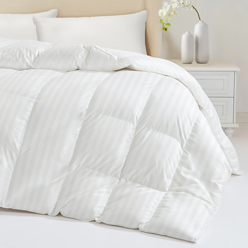 RDS Certified Down Feather Comforter, Organic Breathable Duvet Insert with 4 Corner Ties, Grand lit
