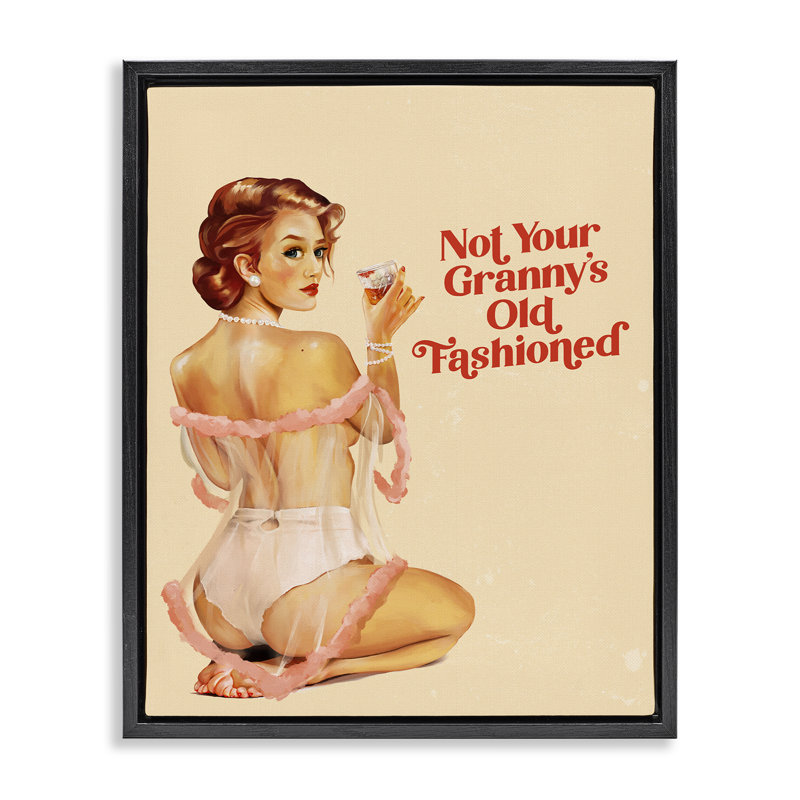«Not Your Granny's Old Fashioned Floater», art mural sur toile par The Whiskey Ginger, Cadre flottant noir de jais