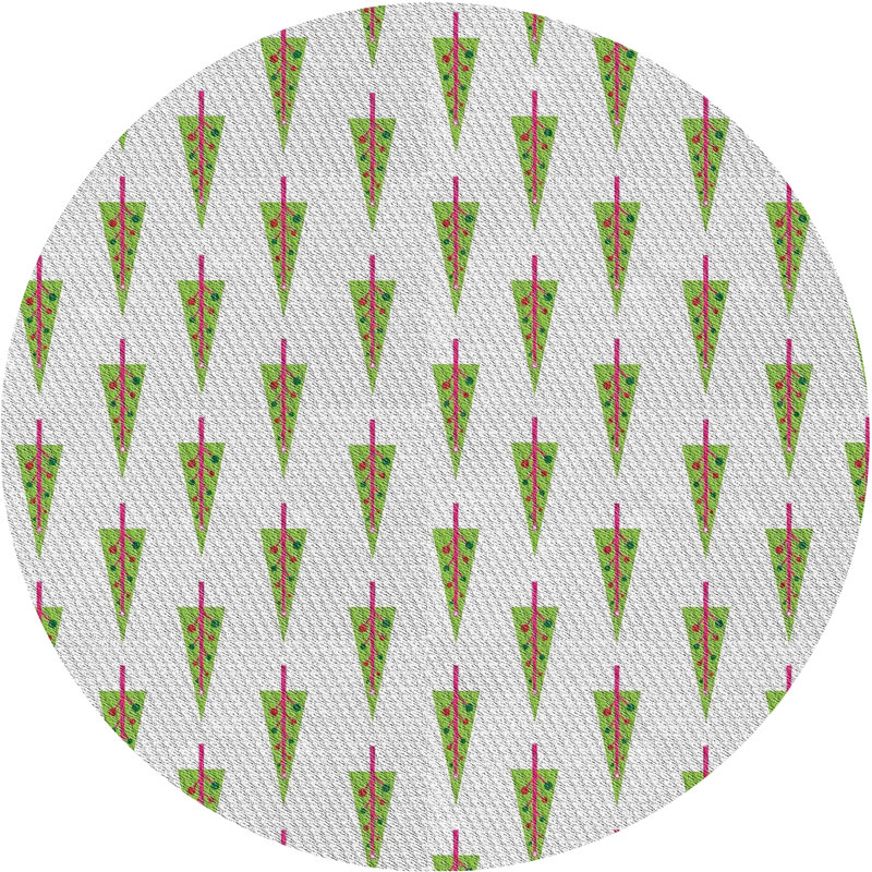 Tapis vert/gris à motifs Oralie, Rond 4 pi