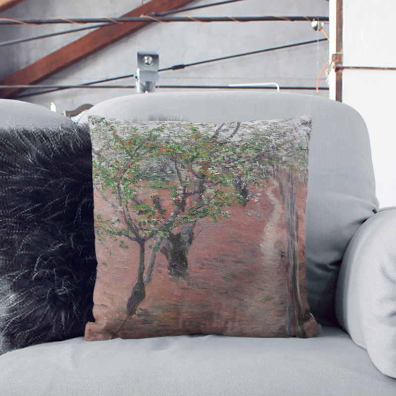 Orchard In Bloom Square Throw Cushion, 55cm H x 55cm W x 20cm D, Stone