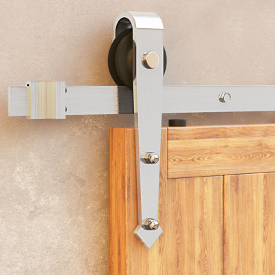 Ensemble de quincaillerie à deux portes en nickel brossé à conception simple sans porte de dérivation (porte non incluse)