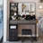 41" Large Size Left Drawer Desktop Vanity Table Cushioned Stool Dresser Set, 2 AC 2 USB Power Station, Hair Dryer Stand, Extra Large Touch Control LED Mirror, 3-Color Switch-1352502628