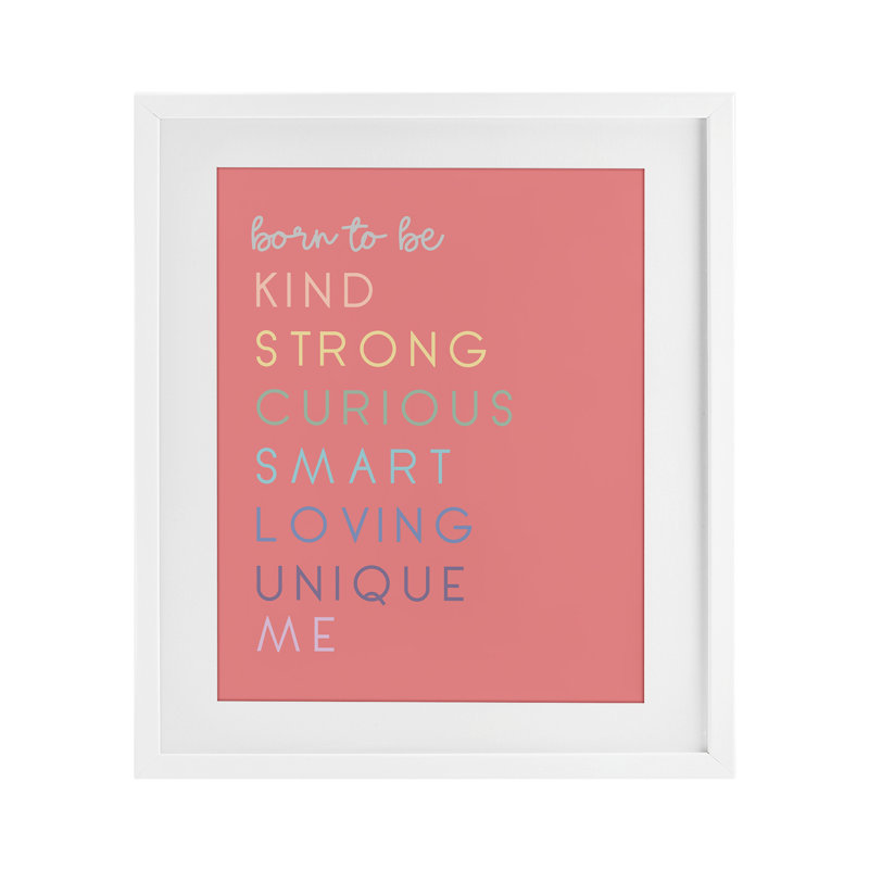 «Born To Be Adjectives», reproduction sous verre encadrée, design par Anna Quach, Cadre blanc côtier, H 16 po x l 13 po