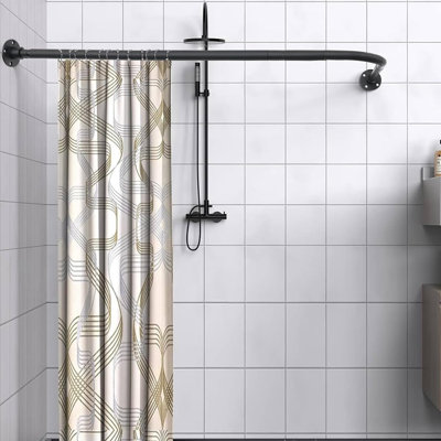 Tringle de rideau de douche en L à visser, tringle carrée ajustable (23,6 po à 54,3 po x 23,6 po à 54,3 po), tringles de douche à 90 degrés pour salle de bain, baignoire, magasin de vêtements, vestiaires, espace privé
