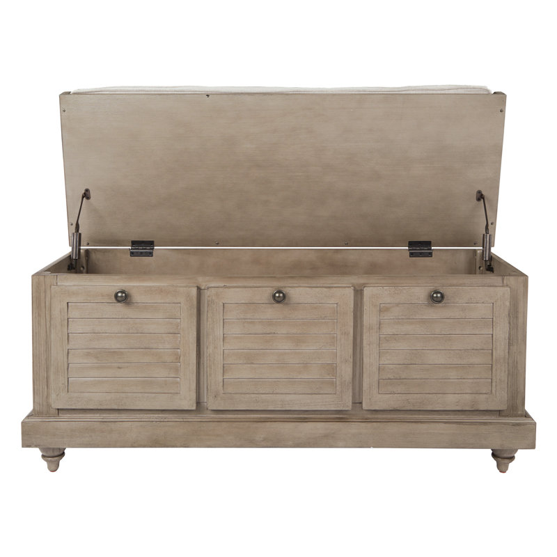 Almira Polyester Blend Upholstered Storage Bench, Antique Gray