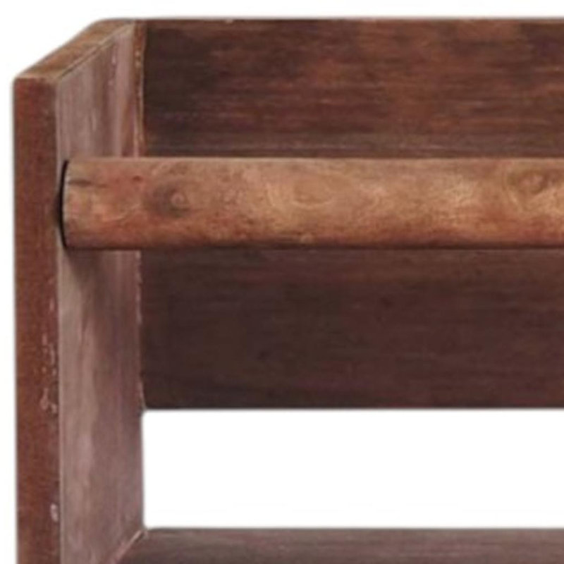 Ensemble de deux tablettes flottantes murales en bois brun