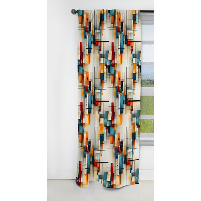 Urban Mosaic I - Abstract Geometric Curtain - Blackout Geometric Shapes Curtain - 1 Panels