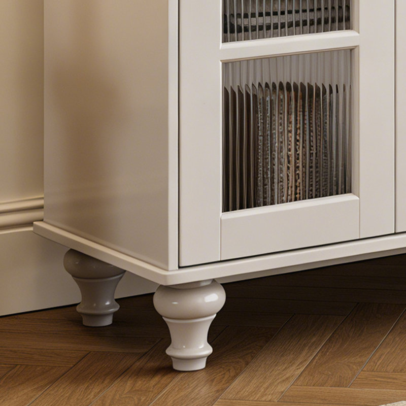 Meuble télé simple en verre rétro, H 28,34 po x L 94,48 po x l 15,74 po, Blanc