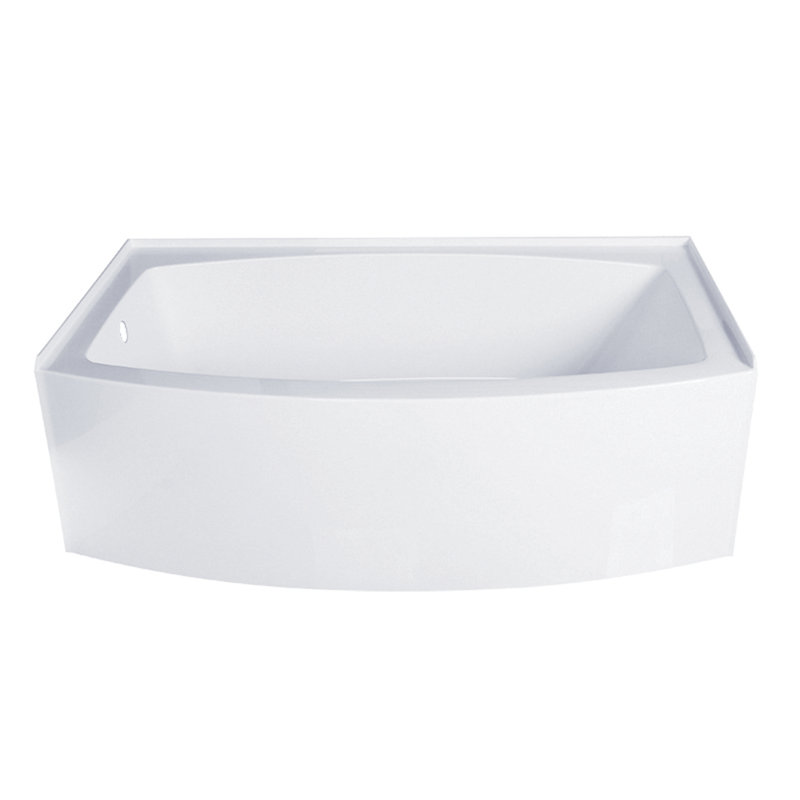 Kingston Brass Aqua Eden 66-Inch Acrylic Curved Rectangular Apron 3-Wall Alcove Tub, Drain, Left