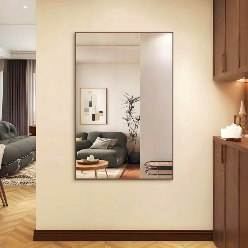 Miroir de salle de bain rectangulaire surdimensionné de 60 po x 40 po avec cadre en noyer