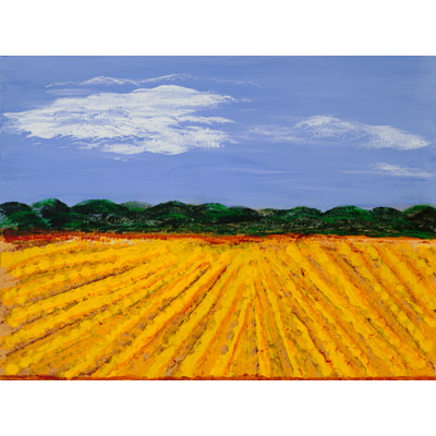 «Yellow Fields» par Joyce Creiger, peinture sur toile tendue