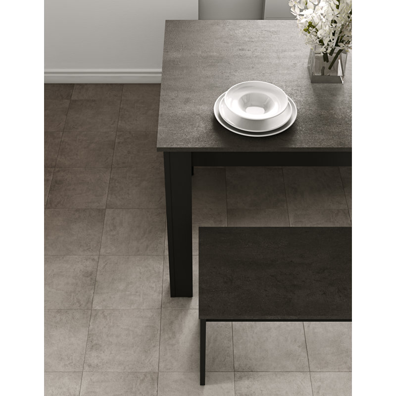 Romario 4 - Person Dining Set, Concrete, Black, Concrete