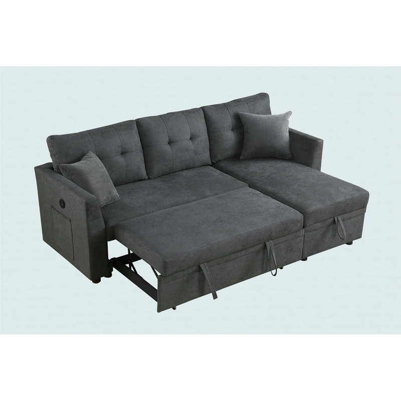 Sectional Sofa Bed, Gray, Right Hand Facing