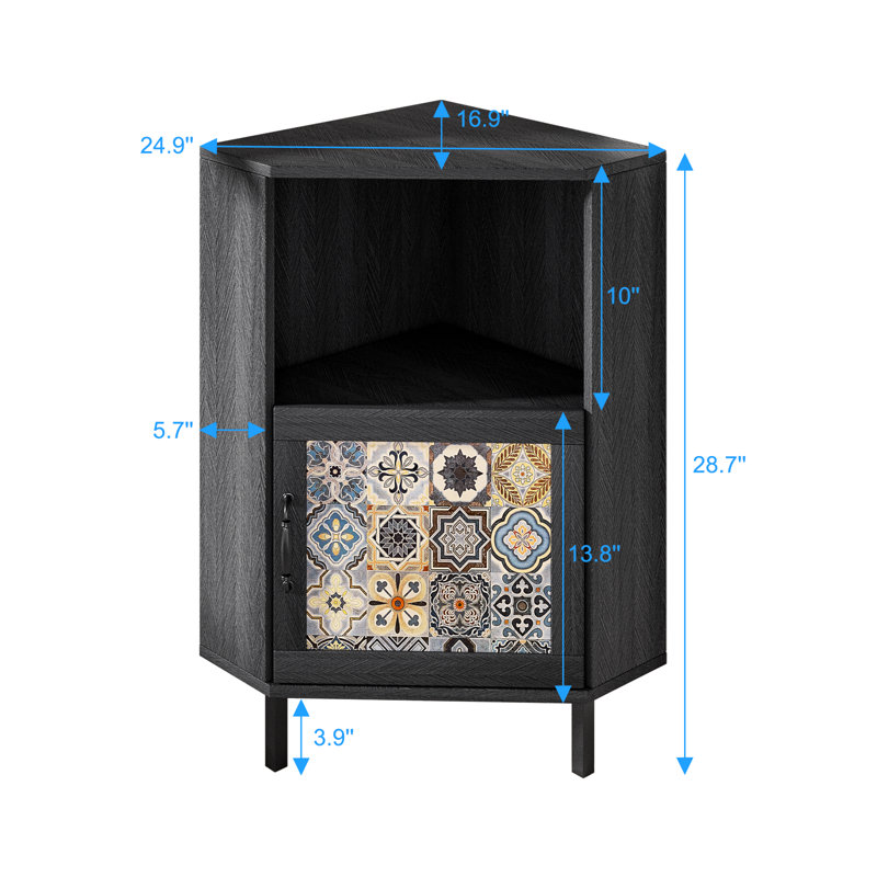 Ebern Designs Side Cabinet With Storage, Modern Free Standing Cabinet, Buffet Sideboard With Metal Base