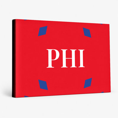Philadelphia Baseball City Colors Luxury Diamond Monogram — Blue Red White — Canvas Wall Art