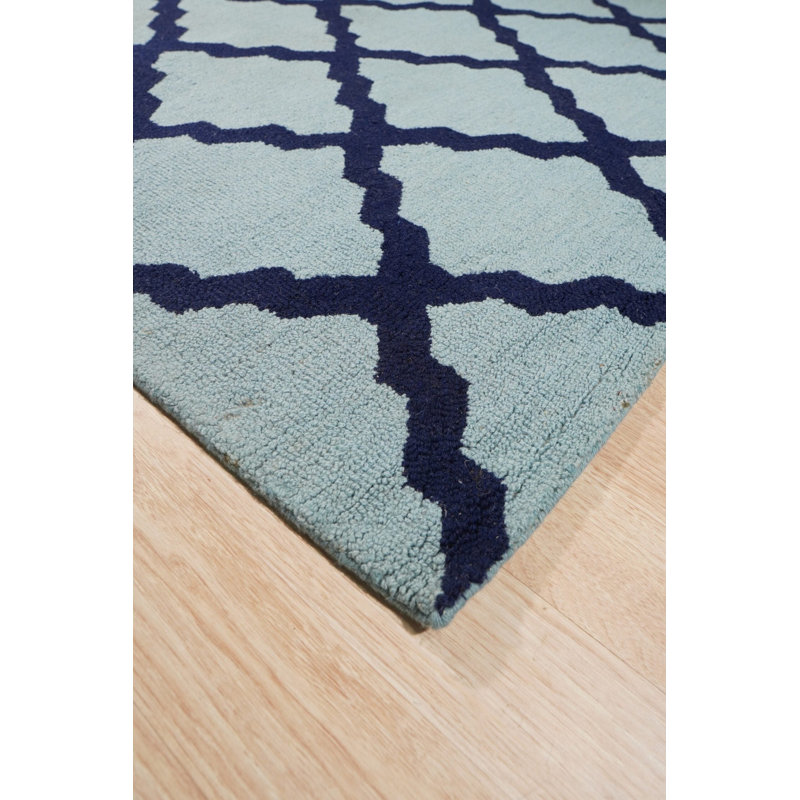 Hand Tufted Wool Area Rug in Blue
