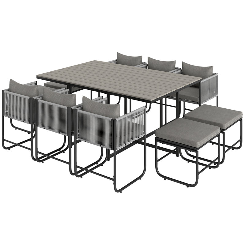 Rectangular 11 - Piece 6 - Person 165Cm L Outdoor Table Set