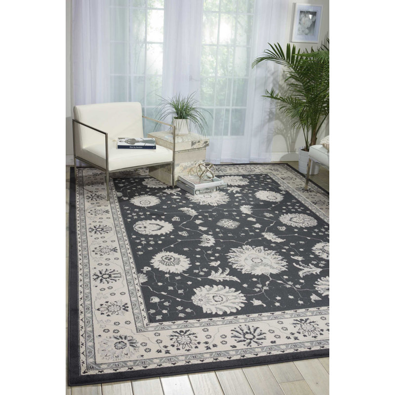 Tapis oriental gris anthracite Lamarche, Rectangle 3 pi 9 po x 5 pi 9 po