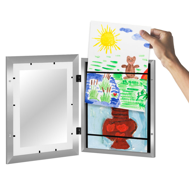 Wiedeman Kids Art Frame 10 x 12.5” with 8.5 x 11” Mat - Composite Wood with Glass (Set of 2), Silver
