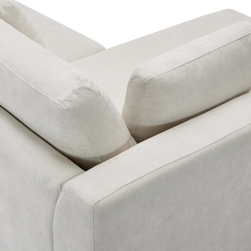 Canapé rembourré en L de 108,7 po avec méridienne convertible Crofford, Mélange de polyester blanc