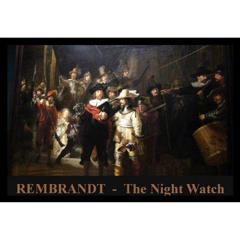 «The Night Watch» par Rembrandt van Rijn - Reproduction d'art graphique sur papier encadré