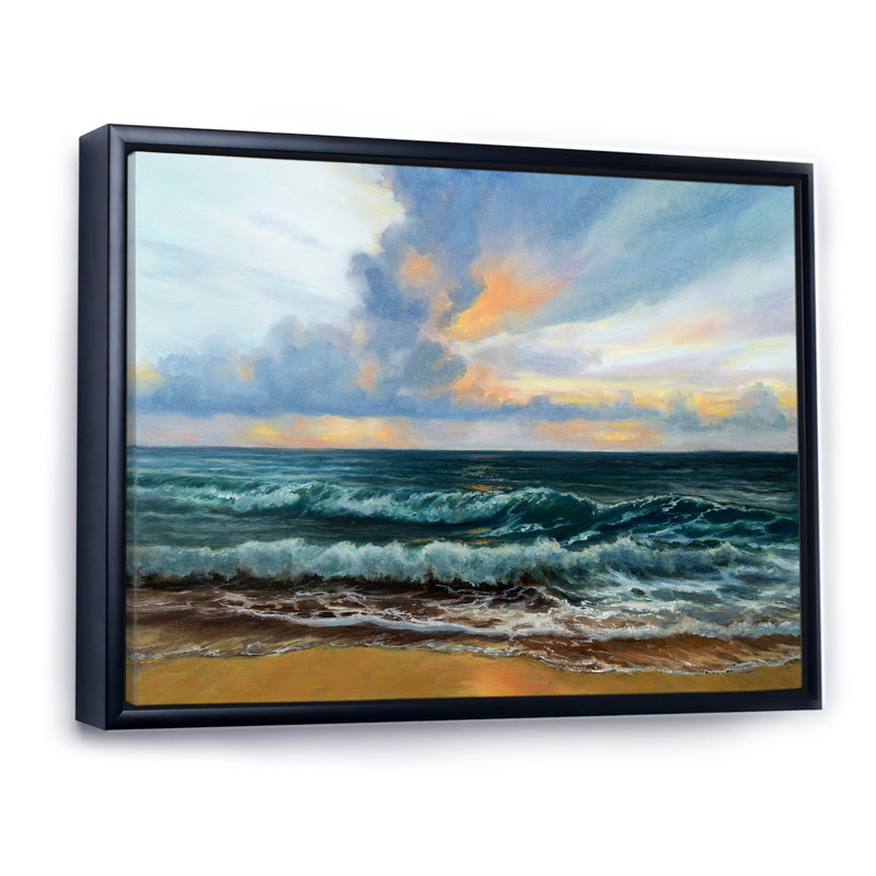«Wild Blue Ocean Waves», reproduction sur toile, H 30 po x l 40 po x P 1,5 po, Cadre flottant noir