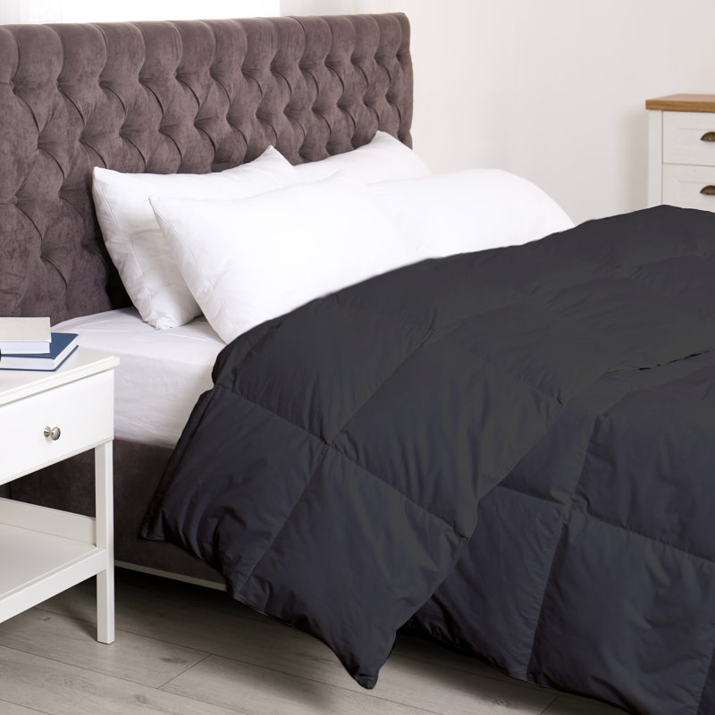 All Season Reversible Bamboo Comforter Down with Alternative Filling, Full, Dark Gray