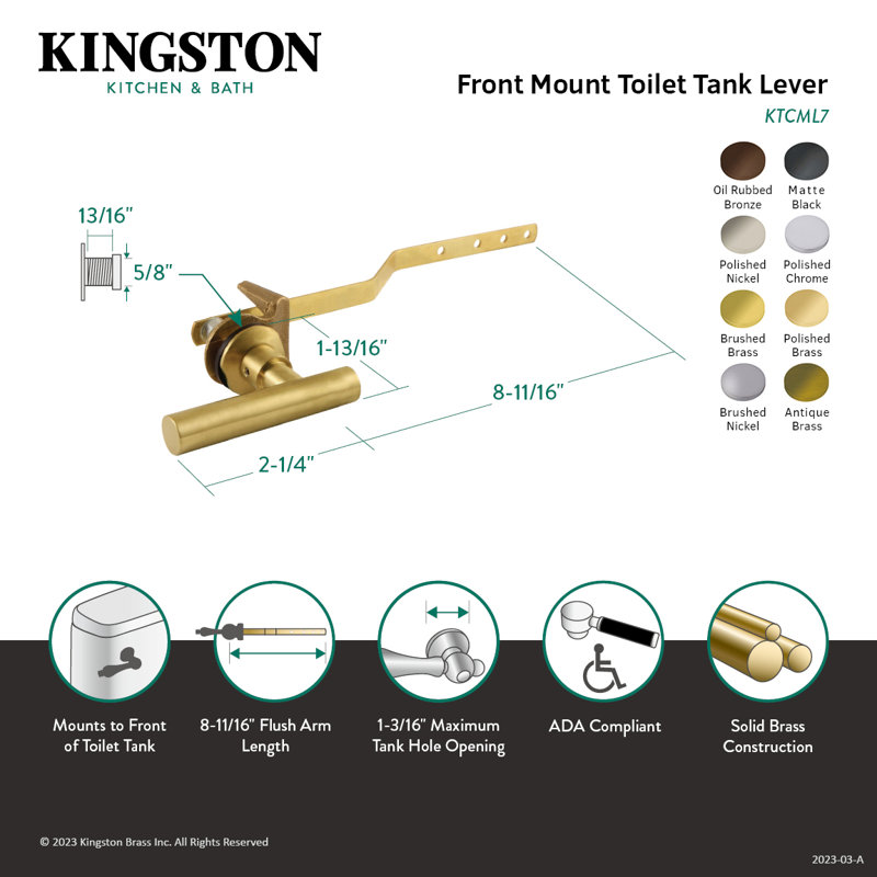 Kingston Brass Manhattan Front Mount Toilet Tank Lever, Polished Nickel