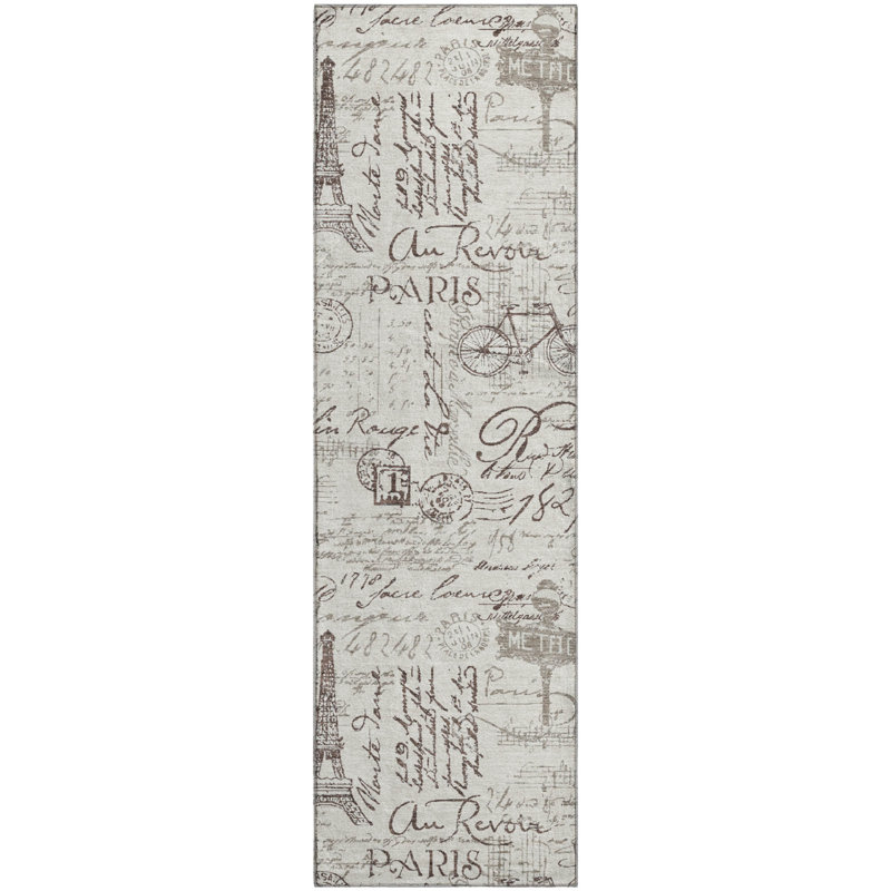 Premium Machine Washable Mayfield AMF2209 novelty Rug, 2'3" x 7'6" Runner, Linen