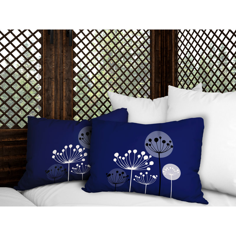 Polyester / Mélange de polyester Housse de coussin rectangulaire intérieure / extérieure lombaire et insert, Bleu marine