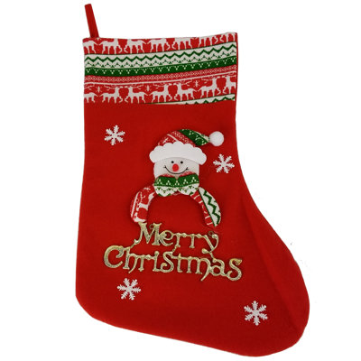 Decorative Snowman and Merry Felt Stocking