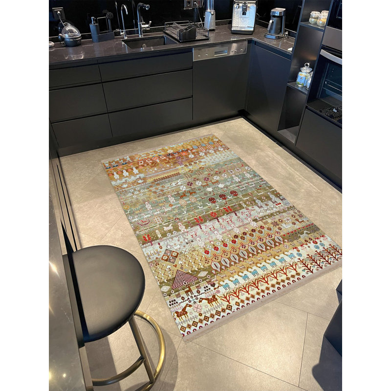 Tapis décoratif à motif floral et à motif animalier de la collection Barcelona, Tapis de couloir 3 pi 9,81 po x 9 pi 10,11 po