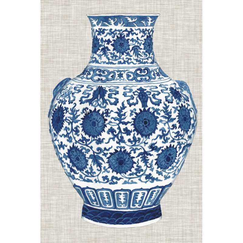 Ming Vase On Linen V by Naomi McCavitt - Wrapped Canvas Print, 91cm H x 61cm W x 3.8cm D