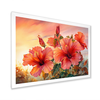 Hibiscus corail sur la plage I - Hibiscus, reproduction d'art mural