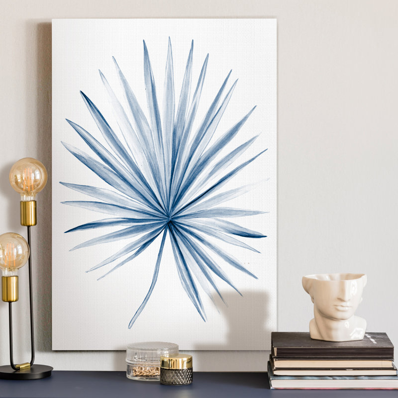 Reproduction d’art sur toile tendue « Indigo tropical Leaves II », H 12 po x l 8 po x P 1 po