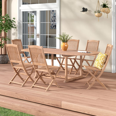 Woehler 6 - Person Teak Wood Patio Dining Set with Oval Table