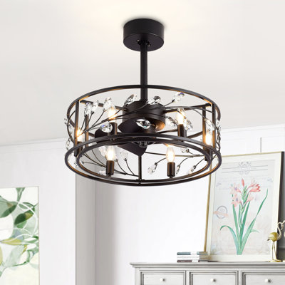 Sylvia 20" Caged Crystal Ceiling Fan With Remote Control and Light Kit Included