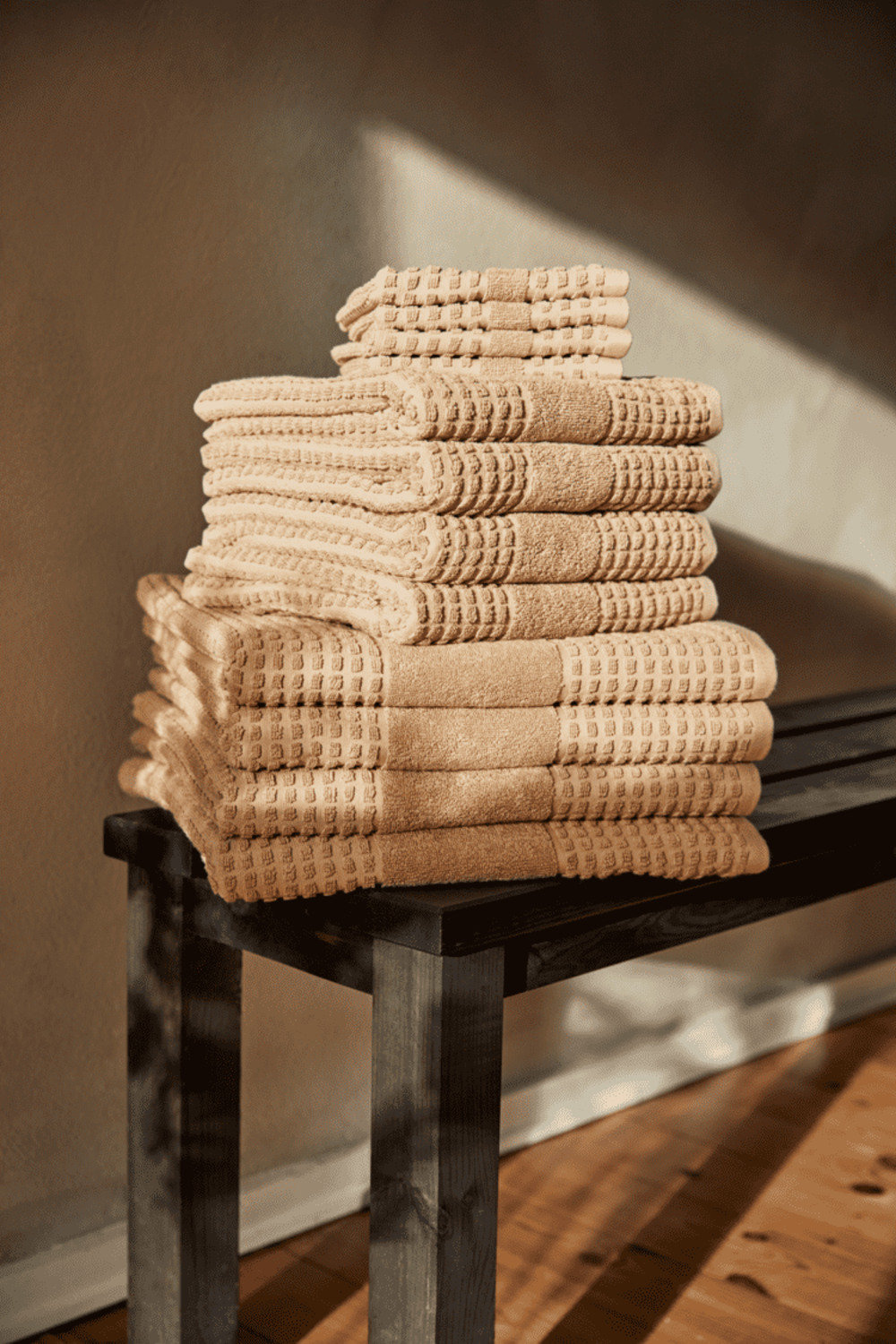 Reinetta Check Cotton Bath Towel, Sand