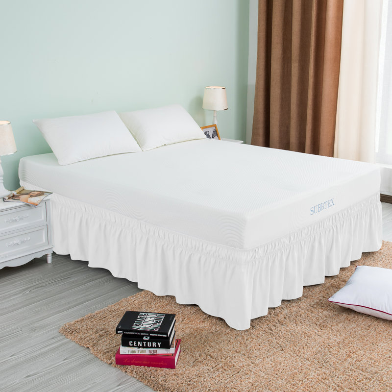  Jupe de lit enveloppante de 15 po avec volants, Très grand, Blanc