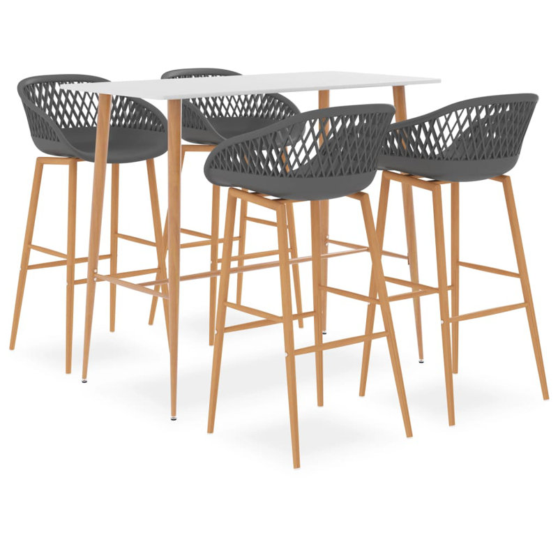 Barber 4 - Person Dining Set, Grey/Brown, White