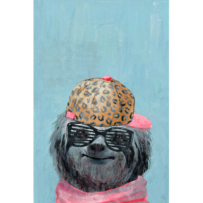 'Hipster Sloth' Art Print on Wrapped Canvas
