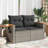  Garden Sofa Grey PE Rattan, Powder-Coated Steel, Solid Acacia Wood