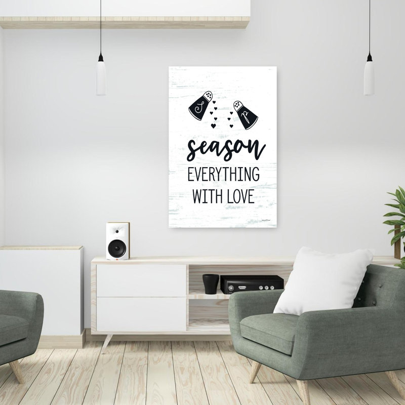 Saison tout avec amour, art mural moderne rustique abstrait, H 36 po x l 24 po