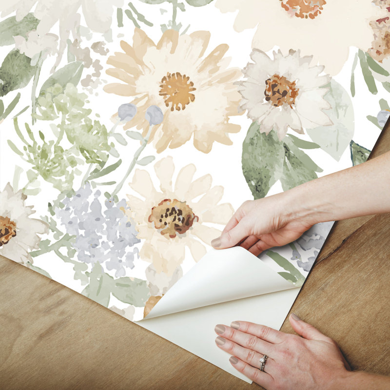 Peel & Stick Floral Wallpaper, Neutral