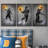 White & Yellow Neon Effect-Basketball Player Slam Dunk Artwork, Athletes Pop Modern Bedroom Decor Wall Pictures, Framed Canvas Giclée Print 3 Pieces Wall Art" 16"x24"x3 pcs, 24"x36"x3 pcs-111692055-111692061