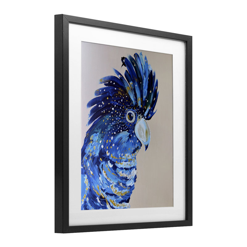 «Coco The Cockatoo», reproduction encadrée sous verre, conception de Jennifer Seeley, Cadre noir minuit, H 16 po x l 13 po