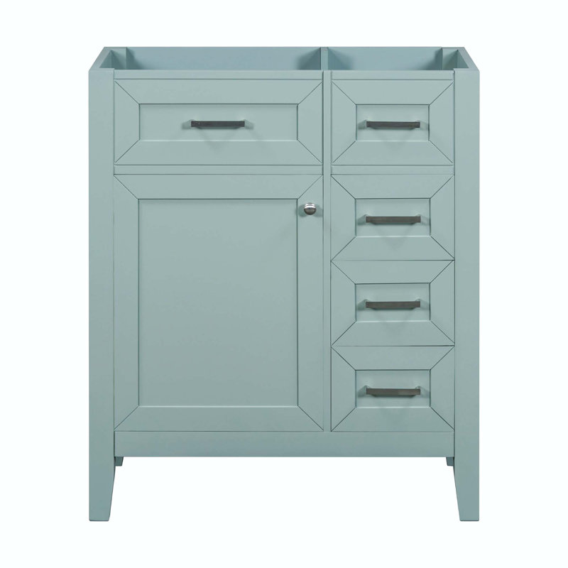 Base de meuble-lavabo vert 30 po seulement, armoire de salle de bain avec tiroirs, structure solide et panneau de fibres à densité moyenne