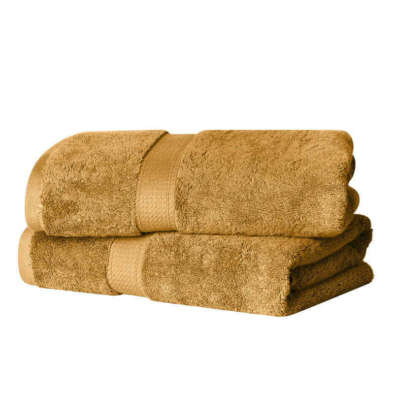 800 GSM Certified Egyptian Cotton Bath Towel Set (Set of 2), Gold