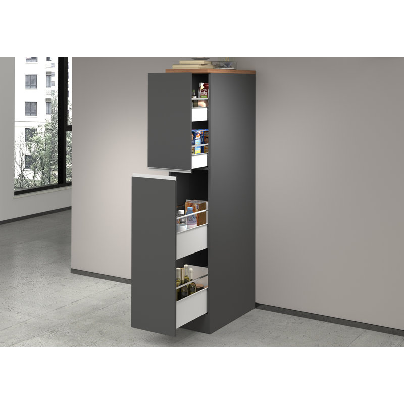 Pameal 164.5cm Kitchen Pantry, Oak Wood/Grey