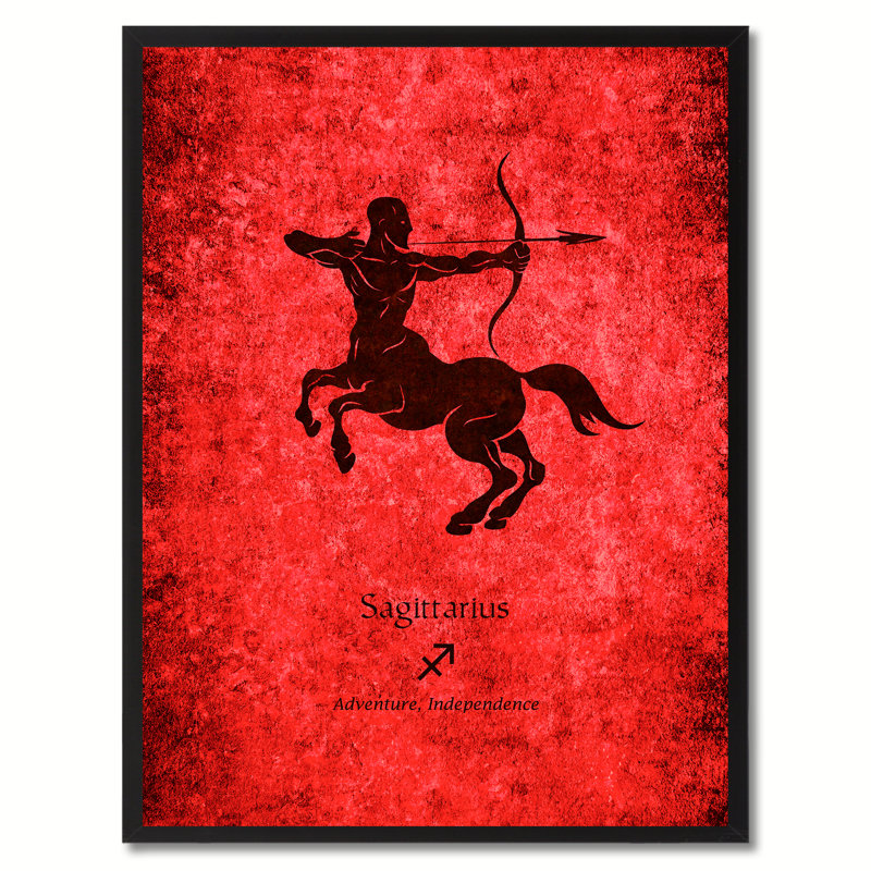 Horoscope du Sagittaire, impression rouge sur toile encadrée, 28 x 37